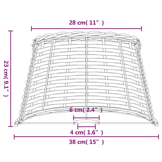 Lampenkap &Oslash;38x23 cm wicker wit 7