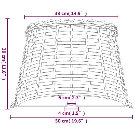 Lampenkap &Oslash;50x30 cm wicker wit 7