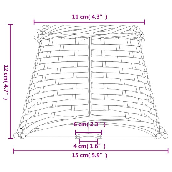 Lampenkap &Oslash;15x12 cm wicker bruin 7