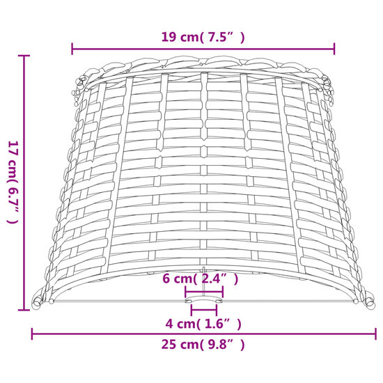 Lampenkap &Oslash;25x17 cm wicker bruin 7