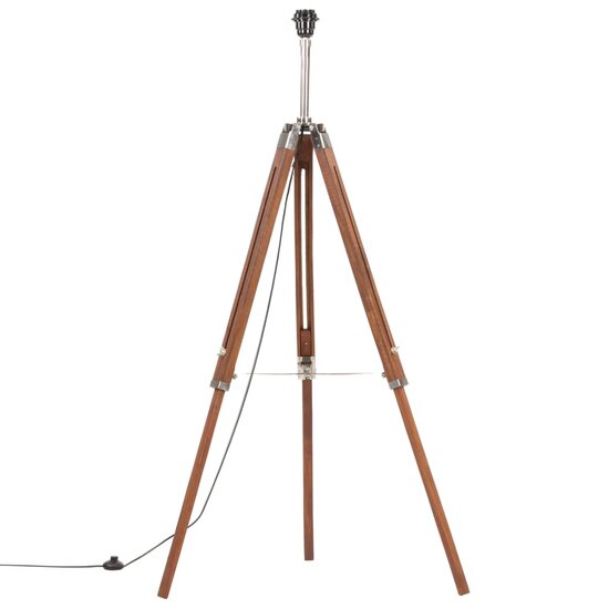 Vloerlamp driepoot 141 cm massief teakhout honingbruin en zwart 3