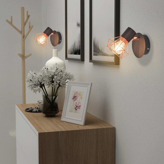 Wandlamp E14 zwart en koper 2 st 6