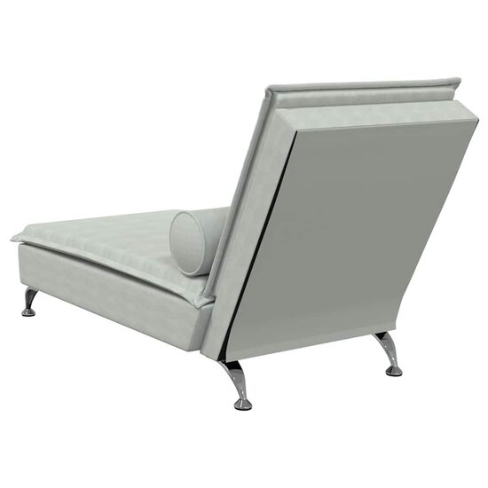 Massage chaise longue met bolster fluweel lichtgrijs 6