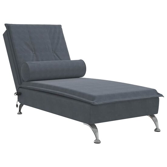 Massage chaise longue met bolster fluweel donkergrijs 2