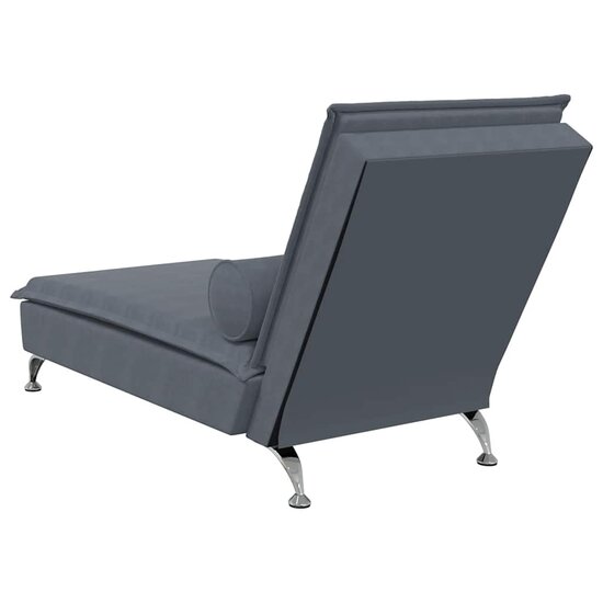 Massage chaise longue met bolster fluweel donkergrijs 6