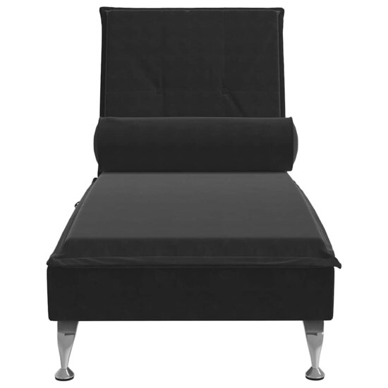 Massage chaise longue met bolster fluweel zwart 4