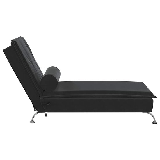 Massage chaise longue met bolster fluweel zwart 5