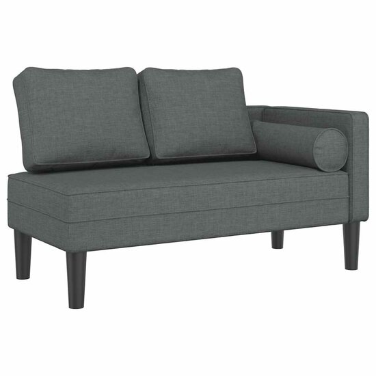 Chaise longue met kussens stof donkergrijs 2