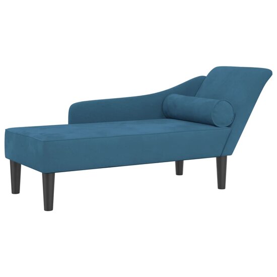 Chaise longue met kussens fluweel blauw 2