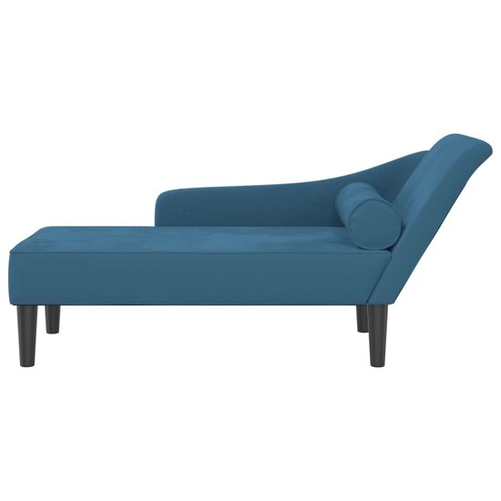 Chaise longue met kussens fluweel blauw 3