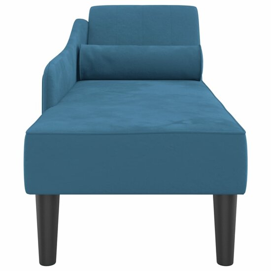 Chaise longue met kussens fluweel blauw 4