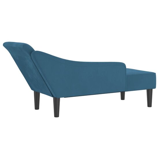 Chaise longue met kussens fluweel blauw 5