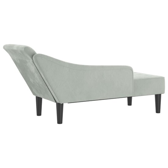 Chaise longue met kussens fluweel lichtgrijs 5