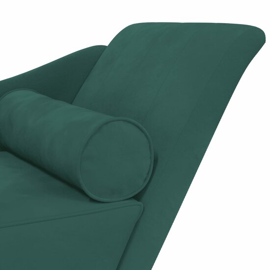 Chaise longue met kussens fluweel donkergroen 6