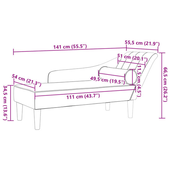 Chaise longue met kussens fluweel donkergroen 8