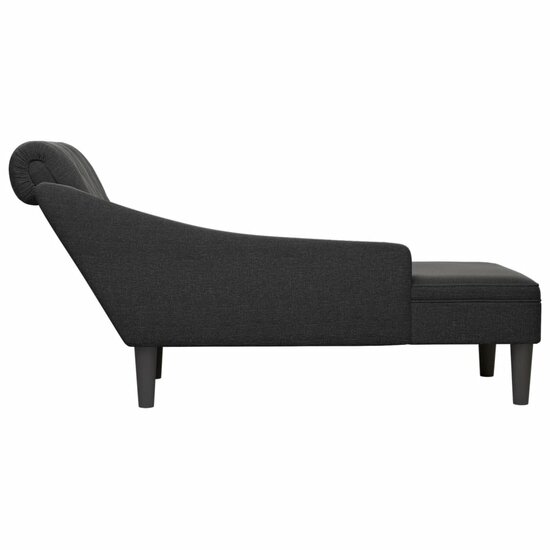 Chaise longue met kussen en rechterarmleuning stof zwart 5