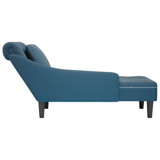 Chaise longue met kussen en rechterarmleuning fluweel blauw 5