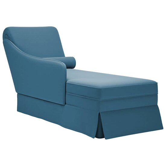 Chaise longue met bolster en rechterarmleuning fluweel blauw 1