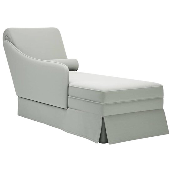 Chaise longue met bolster&amp;rechterarmleuning fluweel lichtgrijs 1