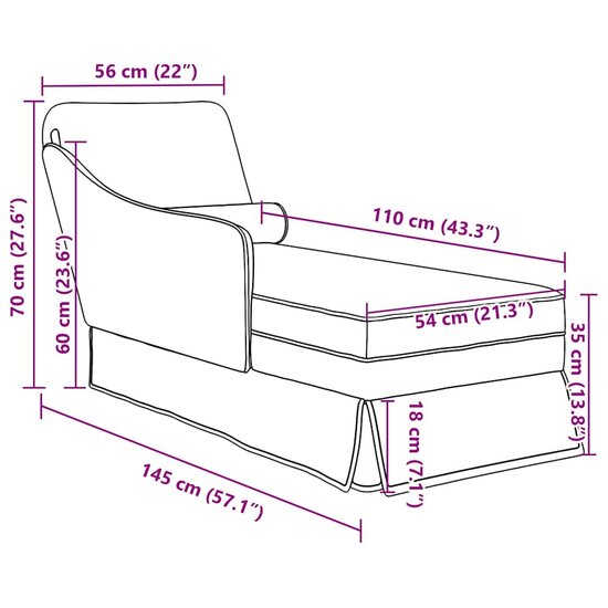 Chaise longue met bolster&amp;rechterarmleuning fluweel lichtgrijs 9