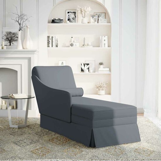 Chaise longue met bolster&amp;rechterarmleuning fluweel donkergrijs 2