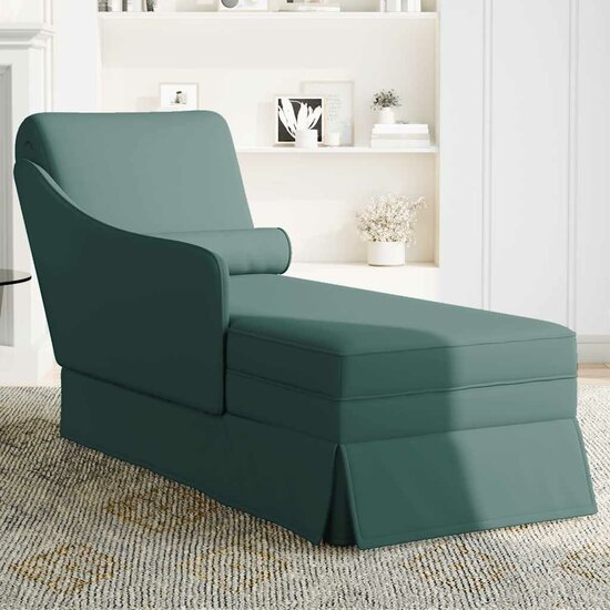 Chaise longue met bolster&amp;rechterarmleuning fluweel donkergroen 3