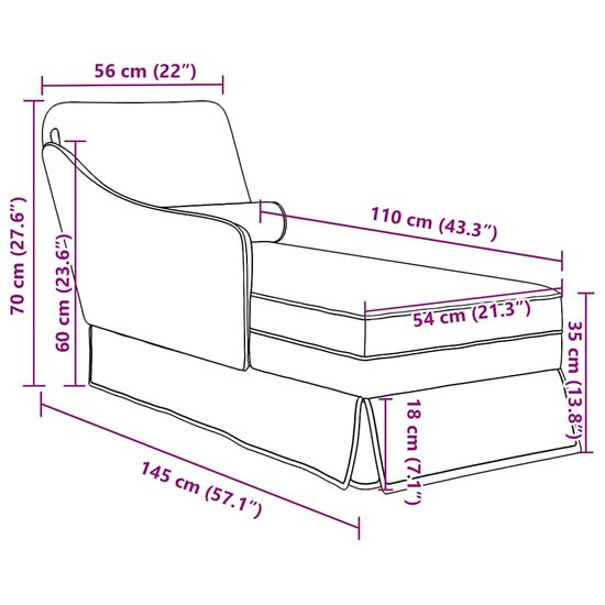 Chaise longue met bolster&amp;rechterarmleuning fluweel donkergroen 9