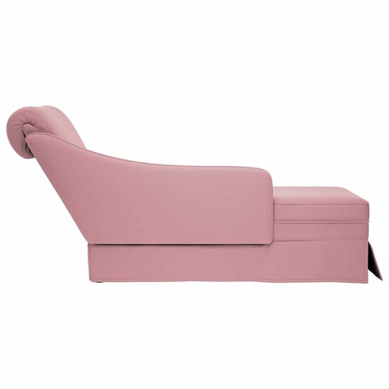 Chaise longue met bolster en rechterarmleuning fluweel roze 5