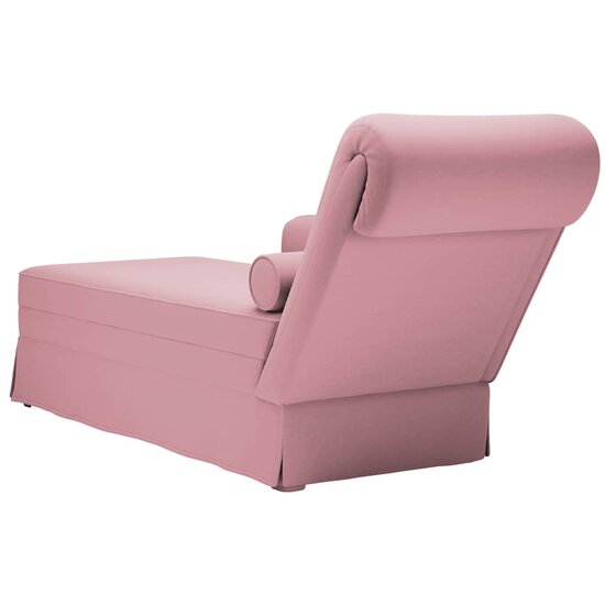 Chaise longue met bolster en rechterarmleuning fluweel roze 6