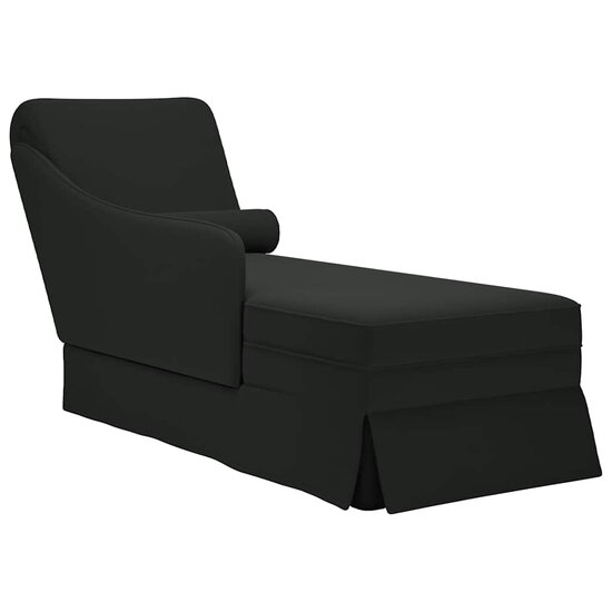 Chaise longue met bolster en rechterarmleuning fluweel zwart 1