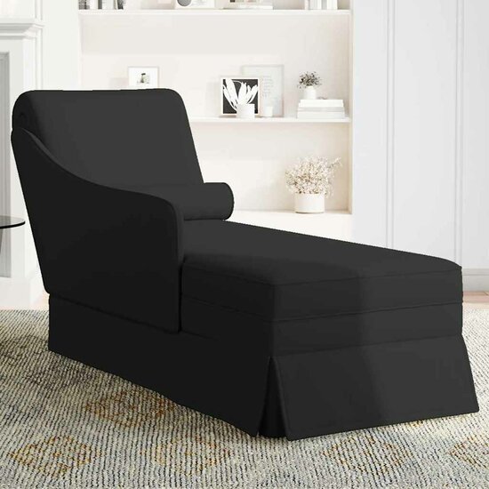 Chaise longue met bolster en rechterarmleuning fluweel zwart 3