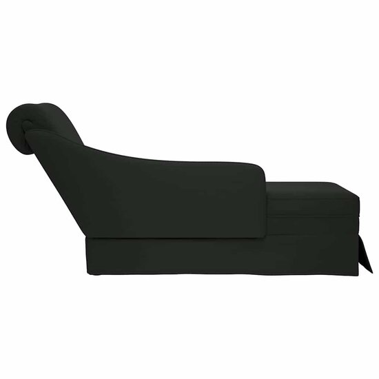 Chaise longue met bolster en rechterarmleuning fluweel zwart 5