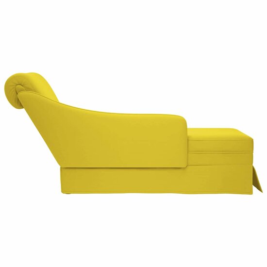 Chaise longue met bolster en rechterarmleuning fluweel geel 5