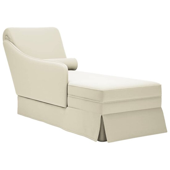 Chaise longue met bolster en rechterarmleuning fluweel cr&egrave;me 1