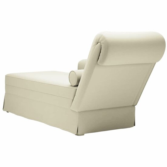 Chaise longue met bolster en rechterarmleuning fluweel cr&egrave;me 6