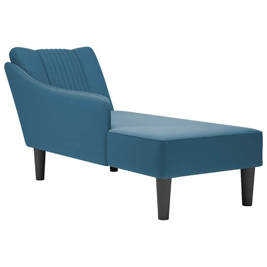 Chaise longue met rechterarmleuning fluweel blauw 1