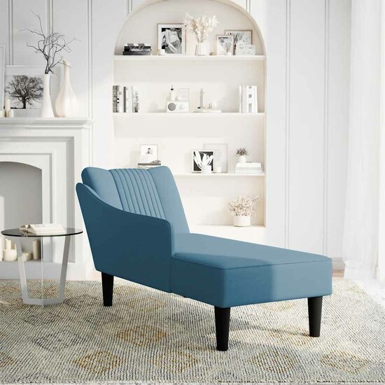 Chaise longue met rechterarmleuning fluweel blauw 2