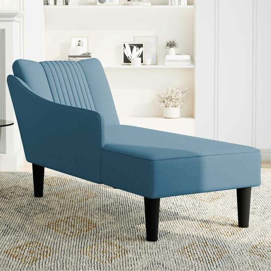 Chaise longue met rechterarmleuning fluweel blauw 3