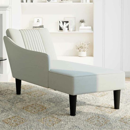 Chaise longue met rechterarmleuning fluweel lichtgrijs 3