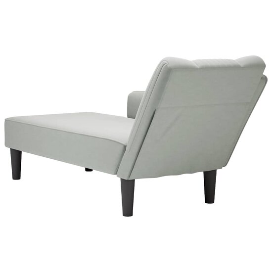 Chaise longue met rechterarmleuning fluweel lichtgrijs 6