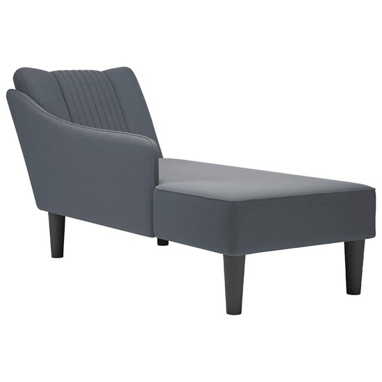 Chaise longue met rechterarmleuning fluweel donkergrijs 1