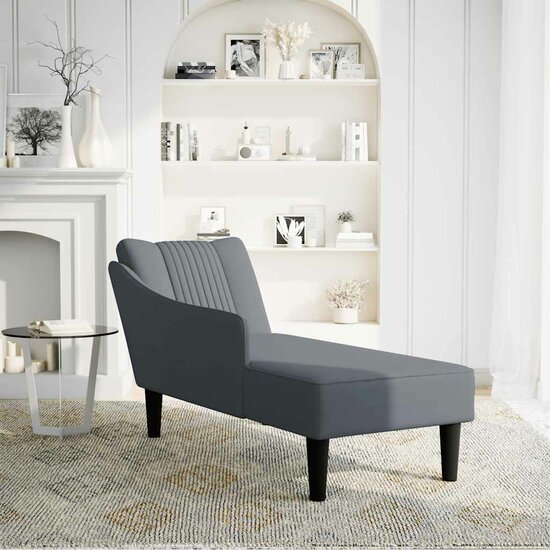 Chaise longue met rechterarmleuning fluweel donkergrijs 2