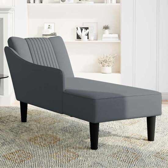 Chaise longue met rechterarmleuning fluweel donkergrijs 3