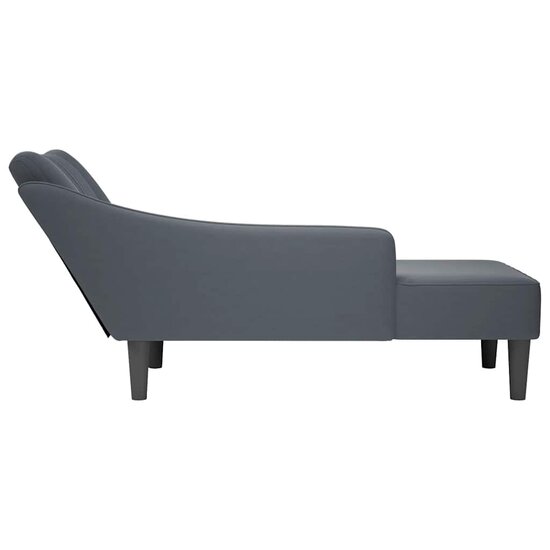 Chaise longue met rechterarmleuning fluweel donkergrijs 5