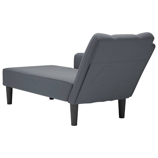 Chaise longue met rechterarmleuning fluweel donkergrijs 6