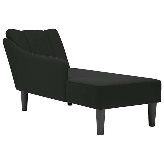 Chaise longue met rechterarmleuning fluweel zwart 1