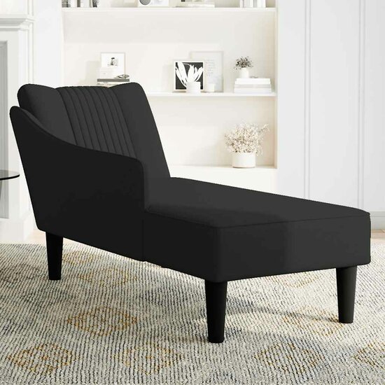 Chaise longue met rechterarmleuning fluweel zwart 3