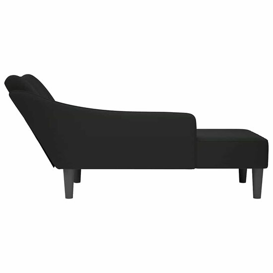 Chaise longue met rechterarmleuning fluweel zwart 5