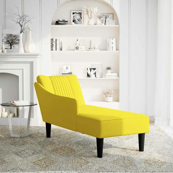 Chaise longue met rechterarmleuning fluweel geel 2