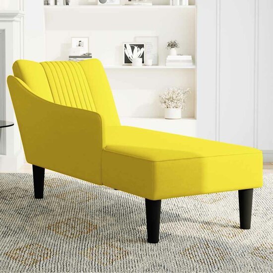 Chaise longue met rechterarmleuning fluweel geel 3